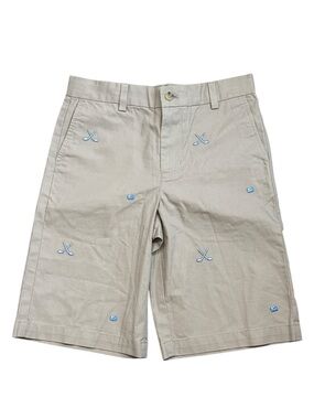 Vineyard Vines Khaki Shorts Hockey Embroidered Boys Size 12 Preppy